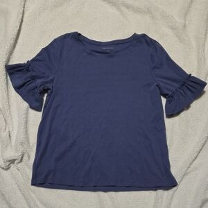 Kim Rogers Blue Ruffle Sleeve Blouse